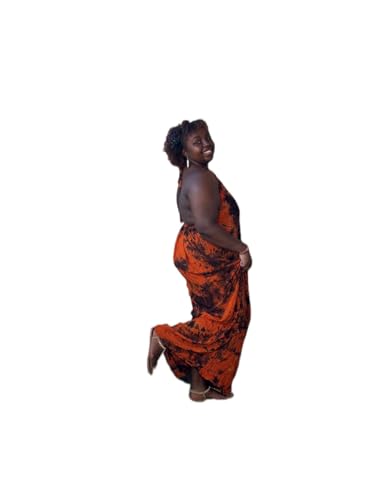 African Backless Maxi Dera Dress, Floral Print, Sleeveless, Plus Size