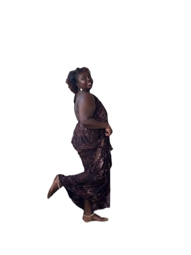 African Backless Maxi Dera Dress, Floral Print, Sleeveless, Plus Size