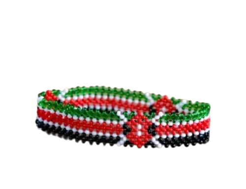 Handcrafted African Beaded Bracelet (Kenyan Flag Adult)