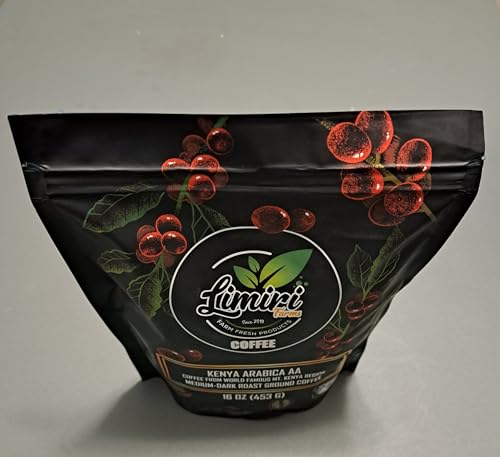 Limiri Kenya Arabica AA Coffee, Medium-Dark Roast Ground Coffee, Mt. Kenya Region, 16 oz (453 g)