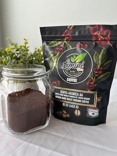 Limiri Kenya Arabica AA Coffee, Medium-Dark Roast Ground Coffee, Mt. Kenya Region, 16 oz (453 g)
