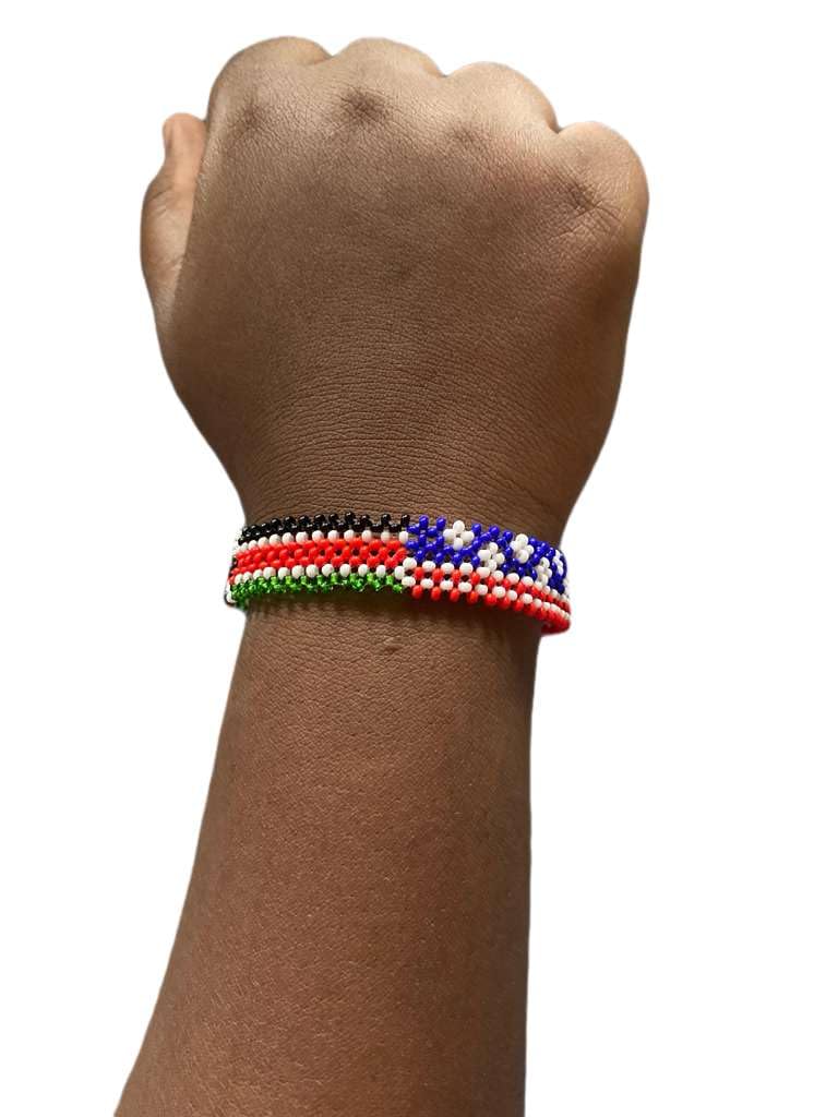 Handcrafted African Beaded Bracelet (Kenyan Flag Adult)