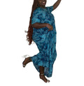 Women's African Maxi Dera Dress, Blue Leopard Print, Short Sleeve Long Dress