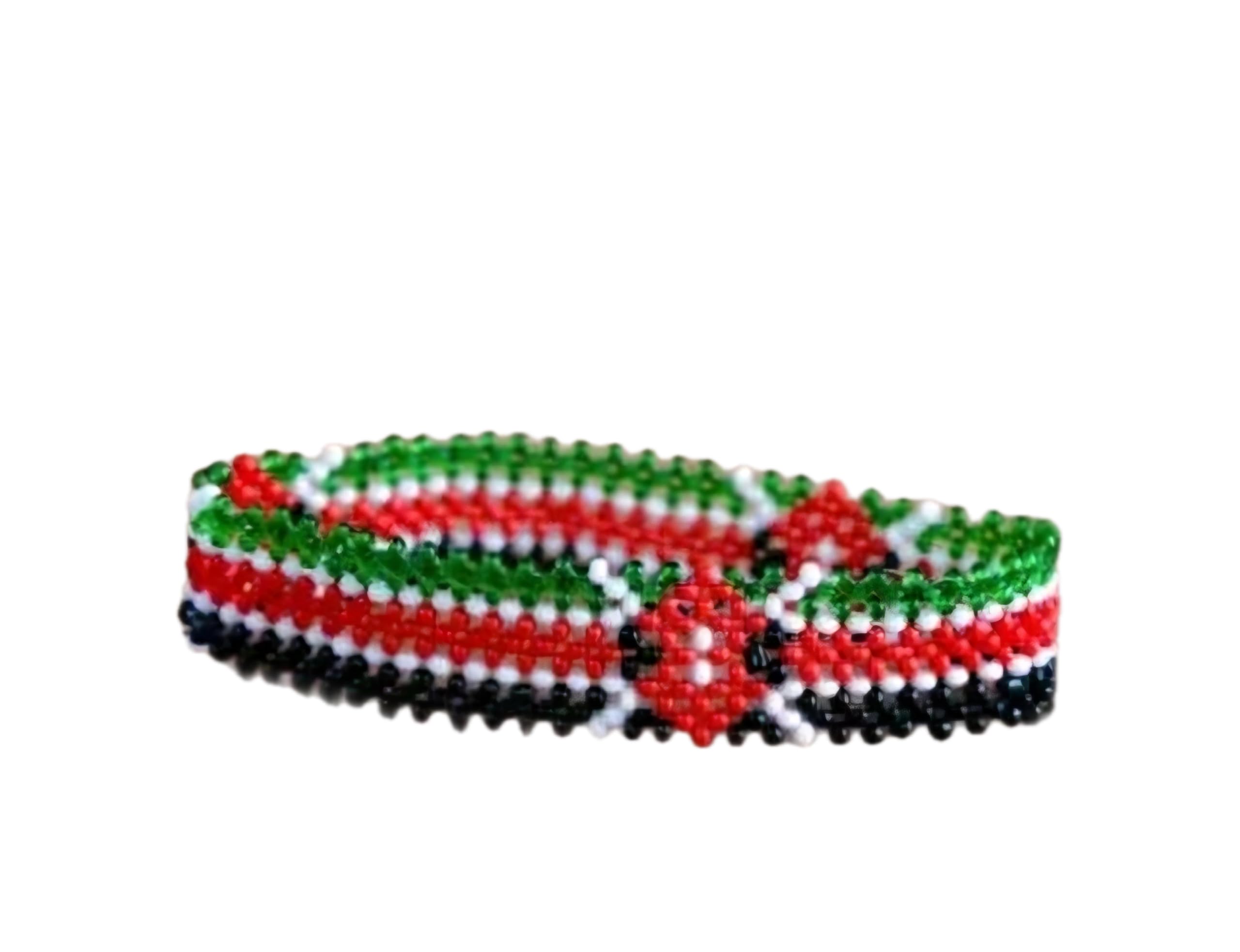 Handcrafted African Beaded Bracelet (Kenyan Flag Adult)