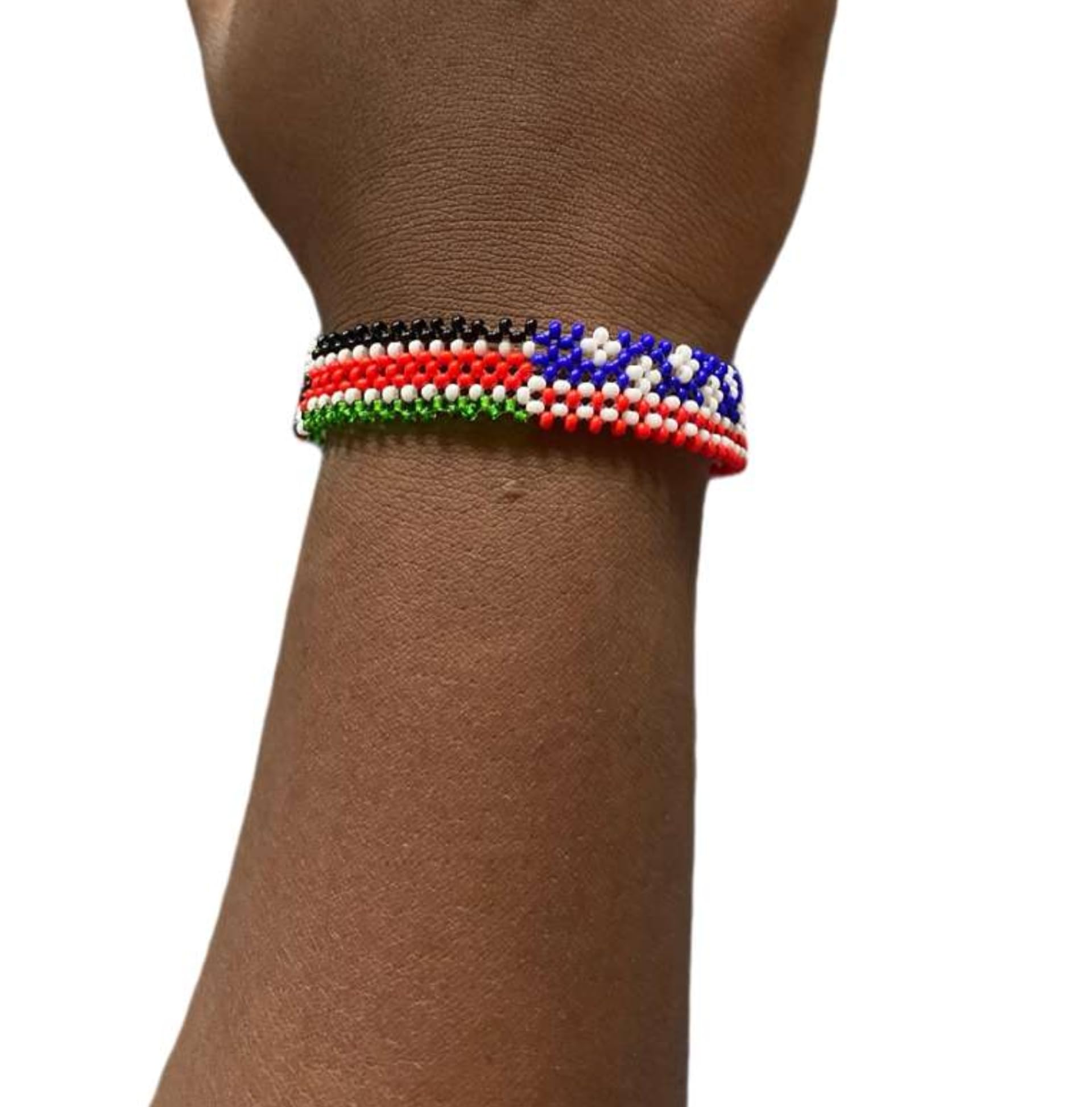Handcrafted African Beaded Bracelet (Kenyan Flag Adult)