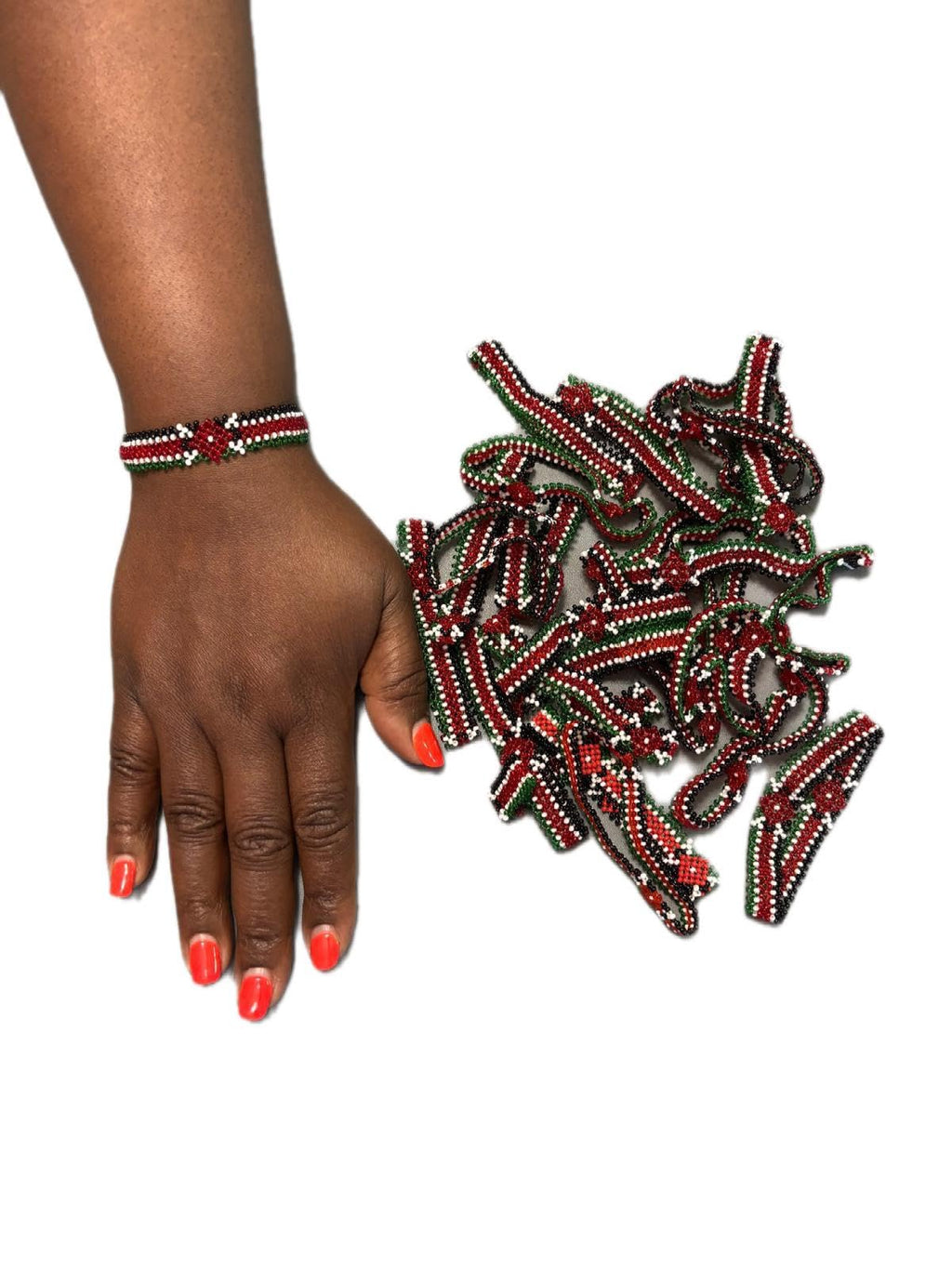 Handcrafted African Beaded Bracelet (Kenyan Flag Adult)