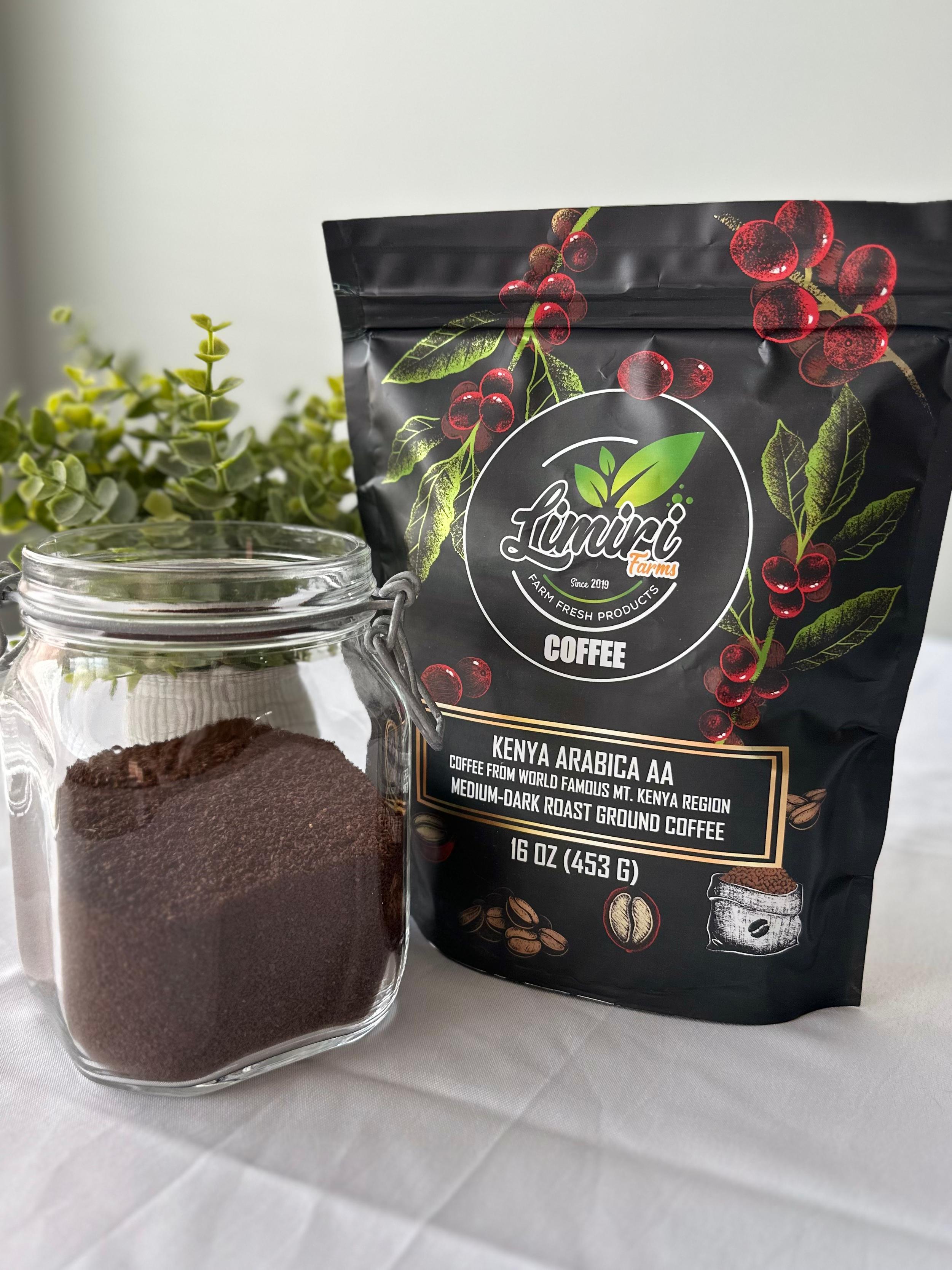 Limiri Kenya Arabica AA Coffee, Medium-Dark Roast Whole Beans, Mt. Kenya Region, 16 oz (453 g)